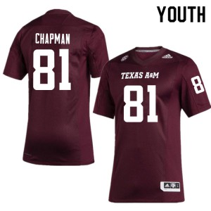 #81 Caleb Chapman TAMU Youth NCAA Jerseys Maroon